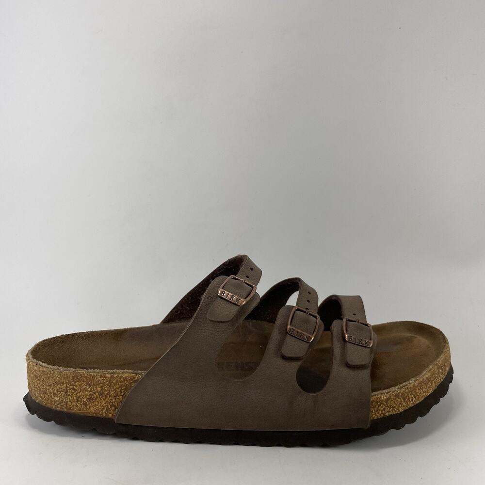 Birkenstock Florida Womens Size 40, 9-9.5 Brown Slide Sandals Birkibuc Soft FB